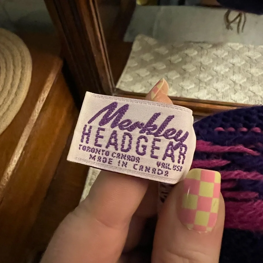 MERKLEY HEADGEAR Vintage 100% Wool Ski Winter Beanie Purple Pink‎ Canada Made OS